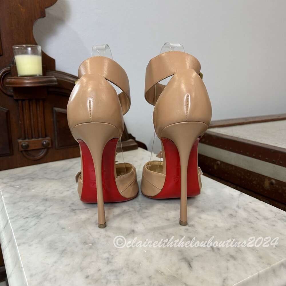 Christian Louboutin Fetish 130 Nude Ankle Cuff Heels size 39 RARE - Picture 3 of 7